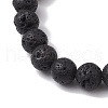 Natural Lava Rock Round Beaded Stretch Bracelets BJEW-JB10207-5