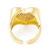 Clear Cubic Zirconia Heart Signet Open Cuff Ring RJEW-I083-13G-3