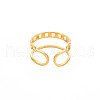Ion Plating(IP) 304 Stainless Steel Curb Chain Shape Open Cuff Ring for Women RJEW-S405-203G-2