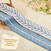 Polyester Jacquard Leaf Ribbon OCOR-WH0097-08B-4