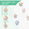 SUNNYCLUE 8Pcs 4 Styles Electroplate Natural Rose Quartz & Amazonite & White Jade & Labradorite Star Cut Round Charms G-SC0003-05-2