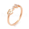 304 Stainless Steel with Rhinestone Heartbeat Finger Ring for Women RJEW-C086-16-RG-1
