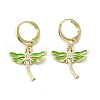 Dragonfly Real 18K Gold Plated Brass Dangle Leverback Earrings EJEW-L268-011G-03-1