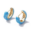 Brass Enamel Hoop Earrings for Women EJEW-A093-10G-2