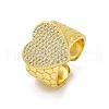 Brass Micro Pave Clear Cubic Zirconia Cuff Rings for Women RJEW-H248-08G-03-4