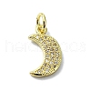 Moon Theme Brass Micro Pave Clear Cubic Zirconia Charms KK-H475-57G-04-1