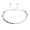 Natural Aquamarine & Glass Seed Braided Bead Bracelets HR1333-6-1