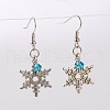 Tibetan Style Christmas Snowflake Dangle Earrings EJEW-JE01409-2