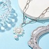 Flower Glass Seed Bead & Shell Pearl Pendant Necklaces NJEW-JN04740-2