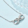 925 Sterling Silver Micro Pave Clear Micro Pave Cubic Zirconia Double Infinity Pendant Necklaces for Women NJEW-D315-03P-3