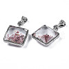 Transparent Glass Square Pendants GLAA-S199-006-5