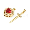 Brass Micro Pave Clear Cubic Zirconia Pendants Sets KK-R226-08G-01-2