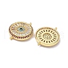 Brass Pave Colorful Cubic Zirconia Disc Connector Charms KK-Q068-52G-2