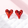 Heart Brass Enamel Stud Earrings EJEW-S274-01G-2