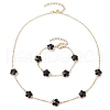 Plum Blossom Glass Links Necklace and Bracelet Sets SJEW-JS01293-02-1