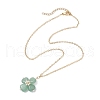 Natural Green Aventurine Clover Shamrock Pendant Necklaces NJEW-JN05170-02-5