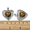 Natural Tiger Eye Peach Love Heart Pendants G-G158-01E-3