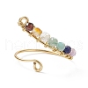 Natural Mixed Gemstone Braided Beaded Chakra Open Cuff Ring RJEW-JR00548-5