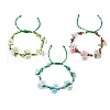 3Pcs 3 Colors Flower Natural Hemimorphite % Carnelian & Synthetic Citrine Beads Braided Bracelets for Women BJEW-TA00625-2