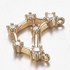 Brass Micro Clear Cubic Zirconia Charms ZIRC-F120-019G-06-3