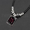 Alloy & Glass & Imitation Leather Cord Pendant Necklaces WGFA685-07-1