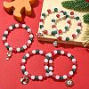 5Pcs 5 Styles Red White Green Round Resin Beaded Stretch Bracelets BJEW-JB09525-S-1