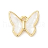 Rack Plating Brass & Shell Butterfly Charms with Epoxy Resin KK-K380-02G-01-1
