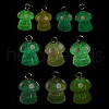 Luminous Resin Cartoon Mushroom Charms with Platinum Tone Iron Loops CRES-Z004-02-2