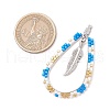Bohemia Style Glass Seed Beaded Teardrop with Feather Pendants PALLOY-MZ00589-01-2