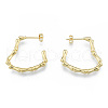 Bamboo Joint Ring Brass Stud Earring for Women EJEW-N011-102-3