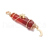 3Pcs 3 Styles Natural Carnelian Pointed Copper Wire Wrapped Faceted Bullet Big Pendants PALLOY-JF03573-01-4