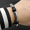 Stainless Steel & Resin Bead Stretch Bracelets for Women Men UF8116-1-3