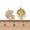 Mushroom Brass Micro Pave Clear Cubic Zirconia Stud Earrings EJEW-F895-17G-5