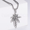 Retro Creative Stainless Steel Maple Leaf with Flower Pendant Punk Hip-hop Necklaces TT3149-1-1