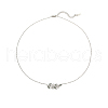 Stainless Steel Micro Pave Cubic Zirconia Leaf Pendant Necklaces for Women MC4750-5