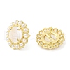 Ion Plating(IP) Natural Shell Flower Stud Earrings with Plastic Pearl Beaded EJEW-E599-04G-02-1