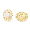 Natural Shell Flower Stud Earrings with Plastic Pearl Beaded EJEW-E599-04G-02-1