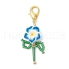 Plumeria Polymer Clay & Glass Seed Beaded Pendant Decorations HJEW-MZ00220-4