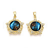 Brass Micro Pave Cubic Zirconia Pendants KK-N257-35G-1