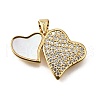 Brass Micro Pave Cubic Zirconia Shell Pendants KK-D328-27G-A-1