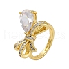 Adjustable Rack Plating Brass Clear Cubic Zirconia Finger Rings for Women RJEW-M028-09G-2