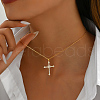 Cool Hip-hop Style 925 Sterling Silver Crystal Rhinestone Cross Pendant Necklaces for Daily Wear AF7558-1-1