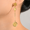 Vintage Flower with Coin Brass Tassel Stud Earrings WA2971-3