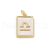 Brass Pave Natural White Shell Pendants KK-S522-09G-L-1
