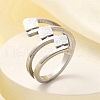 Textured Rhombus 304 Stainless Steel Finger Ring for Women RJEW-L126-09B-P-1