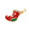 Christmas Theme Rack Plating Brass Cubic Zirconia Pendants KK-K385-119G-05-2