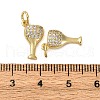 Brass Micro Pave Clear Cubic Zirconia Charms KK-P308-82G-3