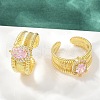 Brass Micro Pave Cubic Zirconia Open Cuff Rings for Women RJEW-U059-01G-01-1