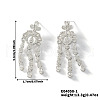 Elegant and Simple Brass Clear Cubic Zirconia Flat Round Tassel Stud Earrings GP2120-3-1