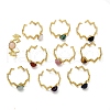 316 Stainless Steel with Natural Mixed Gemstone Cuff Rings RJEW-Z098-01G-03-4